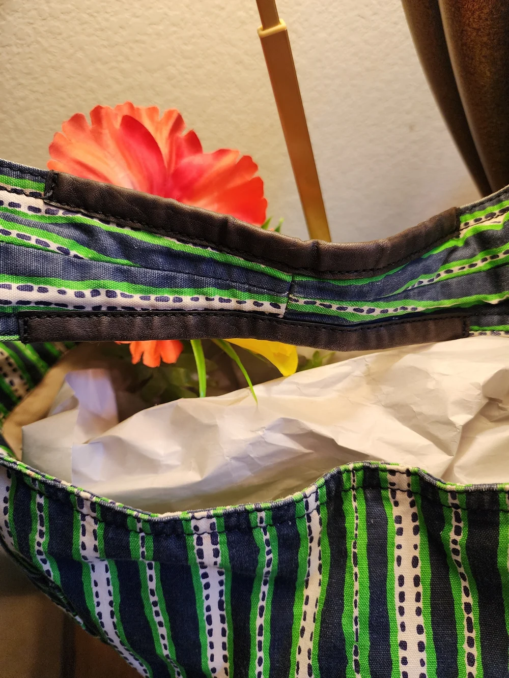 Tory Burch Braeden Hobo Shoulder Bag In Navy, Green & White Stripe
